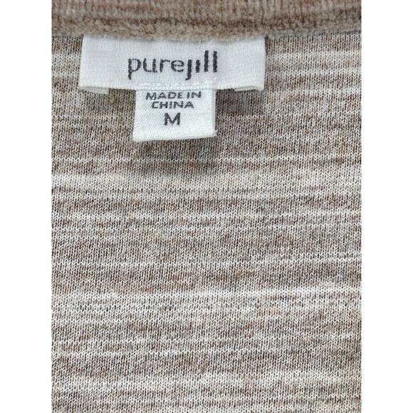 Pure Jill J Jill V-neck Tan Space Dye Velour Tunic Sweater Pockets Size M Luxury - Picture 5 of 8